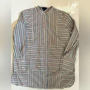 Carlisle Collection Stripe Cotton Poplin Stripe Button Down, 12